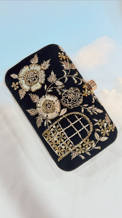 Bee Black Designer Clutch – A Touch of Luxe